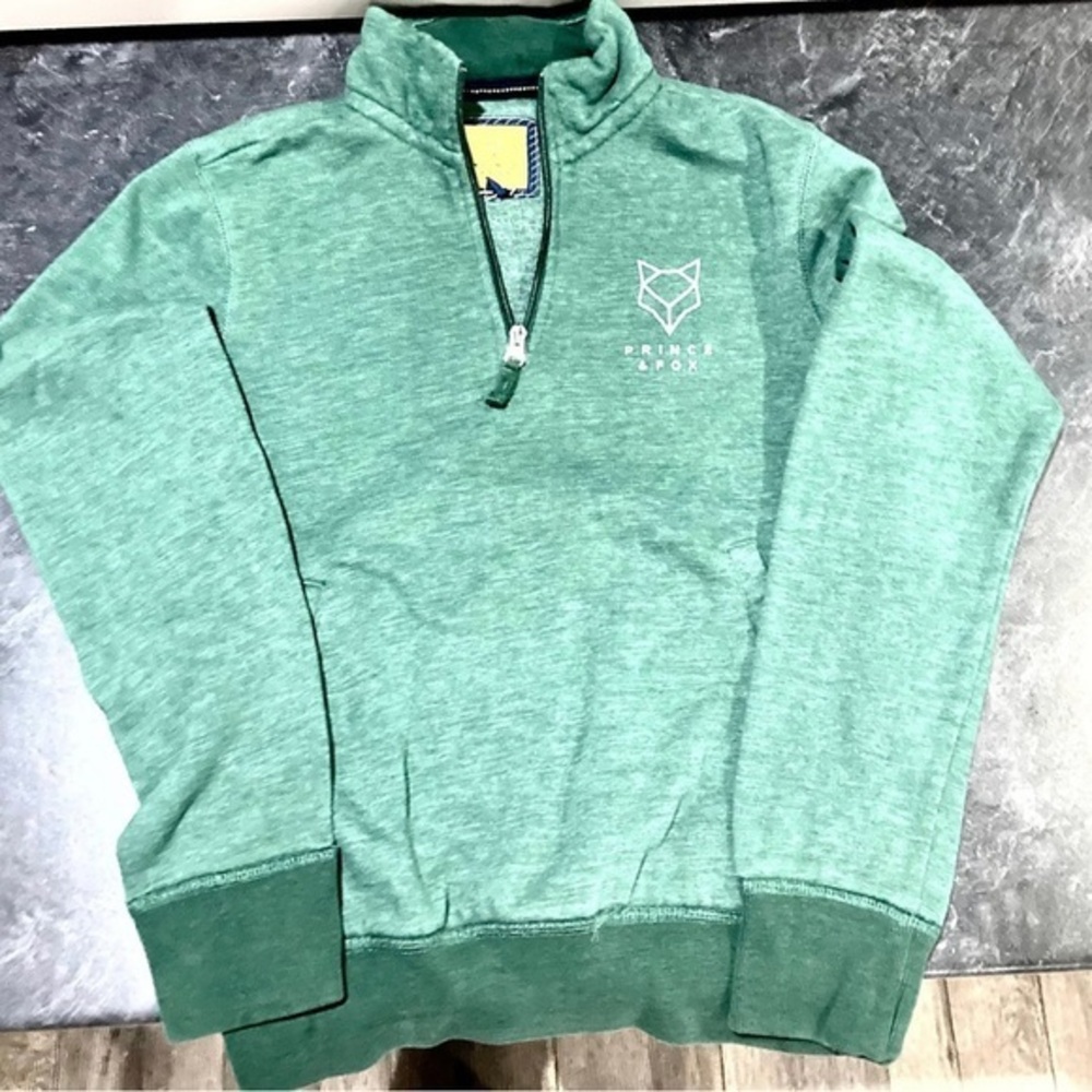 Youth XS Prince Fox Green Pullover Collared Sweater